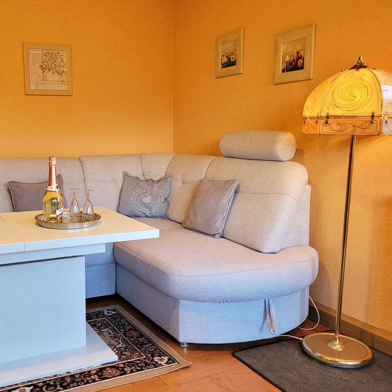Ferienwohnung Richter in Königstein - Wohnzimmer mit Couch und Lampe